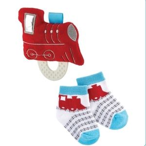 Infant / Baby TRAIN Teether and Sock Set